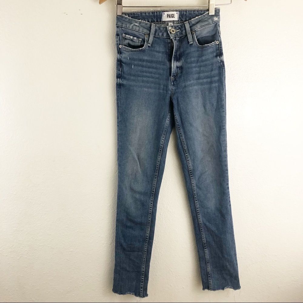 Paige Hoxton high rise Slim Distressed hem blue  Jeans size 23